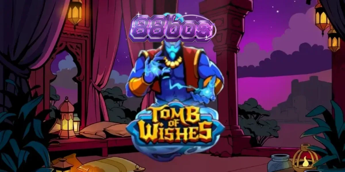 Tampilan visual slot Tomb of Wishes dengan latar belakang ruang harta karun Arab